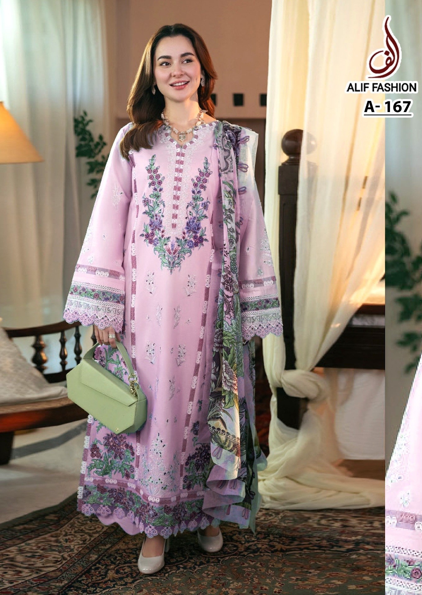 ALIF FASHION A 167 PINK PAKISTANI SUITS MANUFACTURER IN SURAT