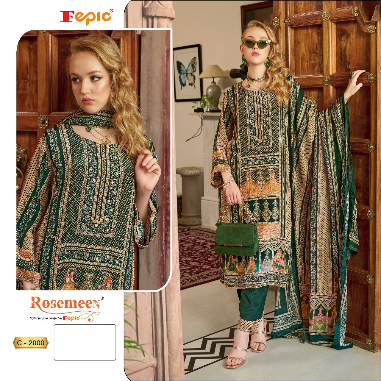FEPIC ROSEMEEN C 2000 CRAPE PRINTED PAKISTANI SUITS ONLINE