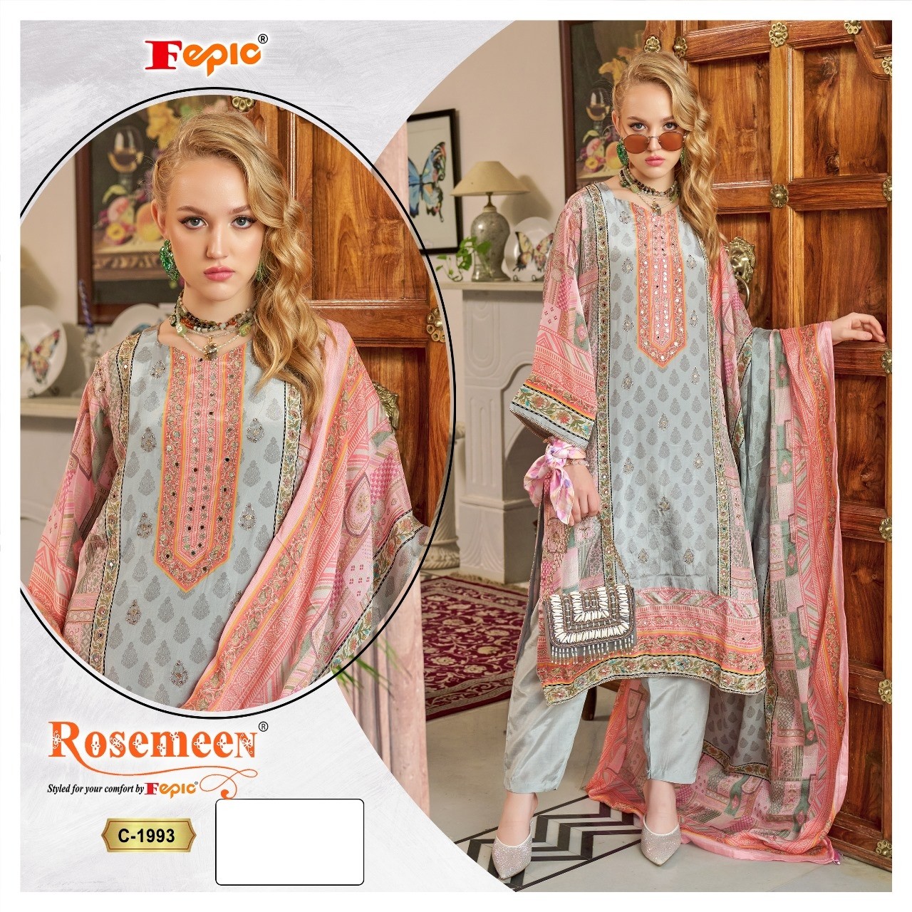 FEPIC ROSEMEEN C 1993 CRAPE PRINTED PAKISTANI SUITS IN INDIA