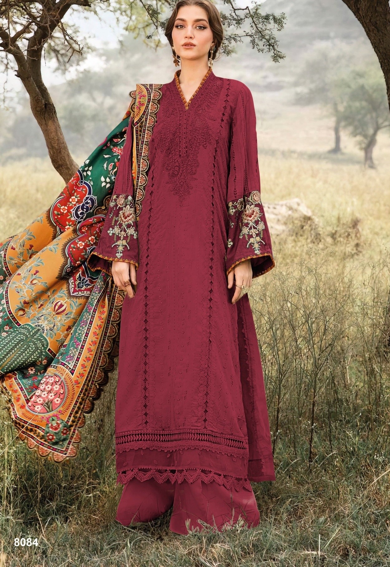 DEEPSY SUITS MARIA B 8084 MAROON LATEST PAKISTANI SUITS