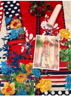 DEEPSY 762 FRIDOUS-07 SALWAAR KAMEEZ PRINTED SUITS RED