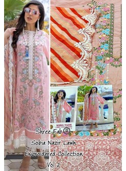 SHREE FAB SOBIA NAZIR LAWN COLLECTTION VOL-2 PINK PAKISTANI SUIT WHOLSALER