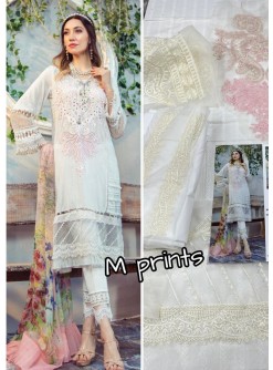 SANIYA TRENDZ MARIA B MPRIN 1002 SUMMER COLLECTION 21 SILVER CHIFFON DUPATTA