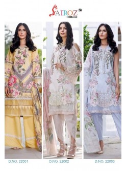 SAIROZ FABS SOBIA NAZIR LAWN COLLECTION 22001 TO 22003 PAKISTANI SUITS WHOLESALER IN SURAT