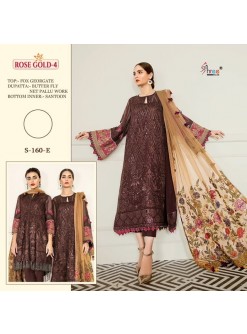 SHREE FABS S 160 E ROSE GOLD 4 PAKISTANI SUITS NEW COLLECTION 
