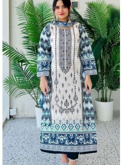 HAZZEL 0107 A BIN SAEED LAWN COLLECTION- 4 SALWAR SUITS BLUE