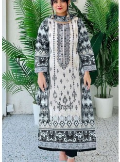 HAZZEL 0107 B BIN SAEED LAWN COLLECTION- 4 SALWAR SUITS BLACK