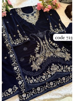 ZIAAZ DESIGNS 723 VELVETS PAKISTANI DRESS NAVY BLUE 