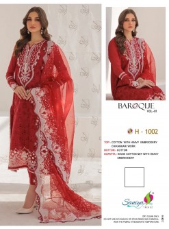 SANIYA TRENDZ 1002 PAKISTANI RED SUITS