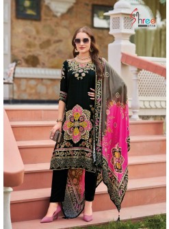SHREE FABS KT 113 A LATEST SALWAR SUITS BLACK
