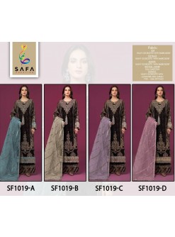 SAFA CREATION SF 1019 A  TO 1019 D PAKISTANI SUITS SINGLE PIECE 