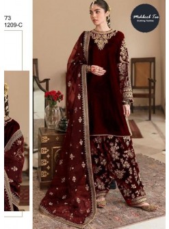 MEHBOOB TEX 1209 C VELVET PAKISTANI SUITS MAROON SHED