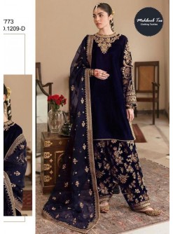 MEHBOOB TEX 1209 D VELVET PAKISTANI SUITS BLUE SHED