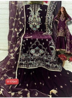 FEPIC V 17041 A PAKISTANI SUITS VELVET EMBROIDERED
