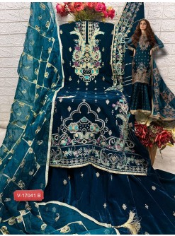 FEPIC V 17041 B PAKISTANI SUITS VELVET EMBROIDERED IN INDIA