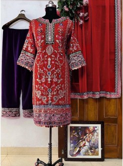 LC 1197 READYMADE PAKISTANI DRESSES RED ONLINE 
