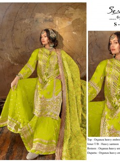 SERINE S 123 F LATEST PAKISTANI DRESS GREEN