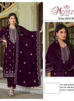 MOTIFZ 2034 B VELVET PAKISTANI SALWAR SUITS ONLINE SHOPPING SURAT