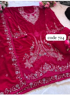 ZIAAZ DESIGNS 724 VELVETS PAKISTANI DRESS PINK