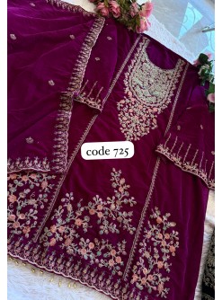 ZIAAZ DESIGNS 725 B VELVETS SALWAR SUITS DARKPINK