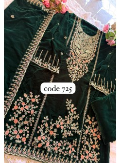 ZIAAZ DESIGNS 725 A VELVETS SALWAR SUITS GREEN