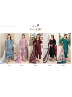 SANIYA TRENDZ 8001 8002 8003 8004 8005 RANG RASIYA VOL 8 PAKISTANI SUITS SINGLE PIECE