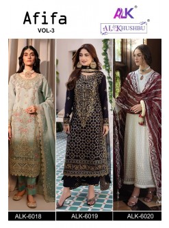 AL KHUSHBU ALK 6018 6019 6020 AFIFA VOL 3 PAKISTANI DRESSES MANUFACTURER