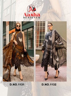 AASHA DESIGNER 1131 1132 M PRINT VOL 13 PAKISTANI PURE COTTON SUITS 