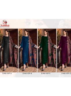 AASHA DESIGNER 1139 A TO 1139 D LATEST DESIGNER PAKISTANI SUITS