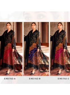AASHA DESIGNER 1142 A B C COTTON PAITCH PAKISTANI SALWAR SUITS SINGLE