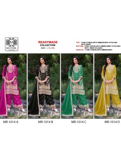 MUSHK MR 1014 A B C D PURE CHINON PAKISTANI SUITS