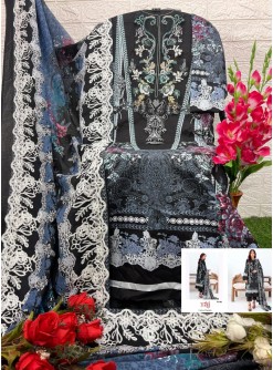 TAJ CREATIONS TAJ 580 PURE COTTON BLACK SALWAR SUITS WHOLESALE