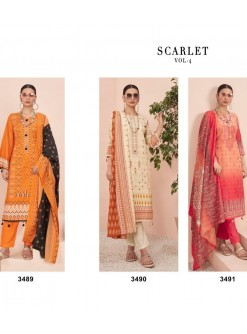 JIHAN 3489 3490 3491 SCARLET VOL 4 LAWN SUPPLIER PAKISTANI SUITS 
