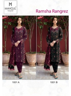 MAHGUL RAMSHA RANGREZ 1001 A B COTTON PAKISTANI SUITS SUPPLIER 