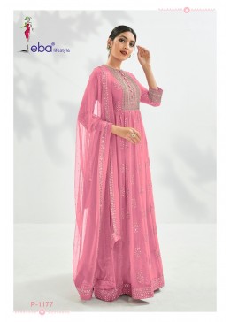 EBA LIFESTYLE PRIME ROSE NEW COLOUR D.NO.P-1177 JORJET WITH HAVY EMBODARY WORK