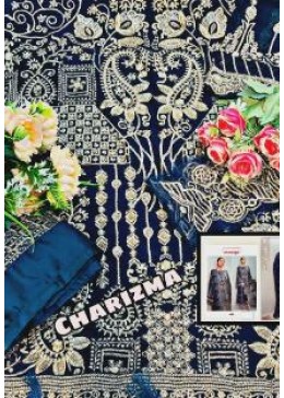 CHARIZMA DESIGNERS 90006 WOMANIYA BLUE GORGETTE PAKISTANI SUIT SINGAL PIESE AVAILABALE