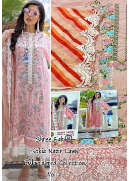 SHREE FAB SOBIA NAZIR LAWN COLLECTTION VOL-2 PINK PAKISTANI SUIT WHOLSALER