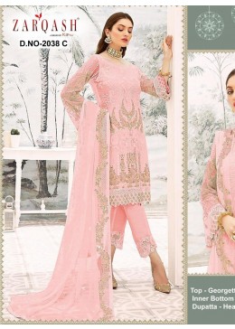 ZARQASH 2038-C NOOR WHOLESALER PAKISTANI SUIT GORGGETE