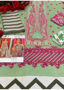 DEEPSY SANA SAFINAZ MUZLIN-3 GREEN KARACHI SUITS DEALER