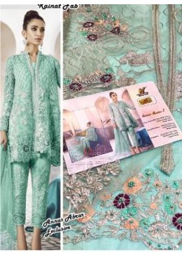 KAINAT FAB ANNUS ABROV-1 PAKISTANI SUIT NET SEQUENCE WORK WITH DIMOND
