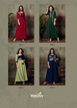 VARDAN DESIGNER GULNAZ VOL-2 6011 TO 6018 LONG KURTIS SINGALE AVAILABALE 