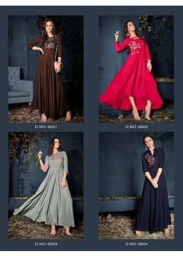 VARDAN DESIGNER GULNAZ VOL-1 6001 TO 6008 KURTIS SINGALE AVAILABALE DEALER IN SURAT