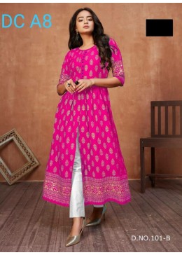 DC A8 101-A TO 101-E GOLDE PRINTED KURTIS SINGALE