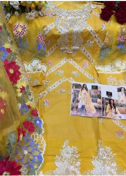 ZIAAZ DESIGNS 7776-B PAKISTANI SUITS YELLOW SINGALE