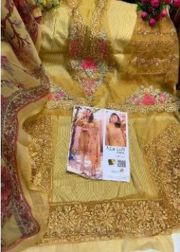 SANIYA TRENDZ MARIA.B LAWN 2021 302 BUTTERFLY NET WITH CHIFFON PRINT