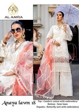 AL AMRA ANAYA LAWN CHIKANKARI VOL-2 18 LATEST CATALOGUE SURAT