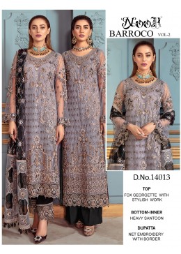 NOOR BARROCO VOL 2 D NO 14013 TO 14015 SALWAR KAMEEZ WHOLESALE PRICE WITH SINGLE