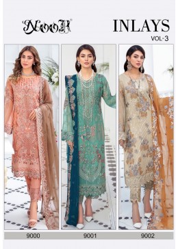 NOOR INLAYS VOL 3 9000 TO 9003 PAKISTANI SUITS BY SINGLE