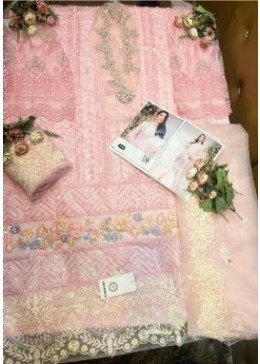 SHANAYA S 55 PINK PAKISTANI SUITS BUTTERFLY NET
