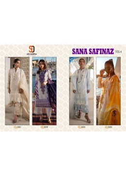SHRADDHA DESIGNER SANA SAFINAZ VOL 4 SERIES 1001 TO 1004 PAKISTANI COTTON SUITS SINGLE